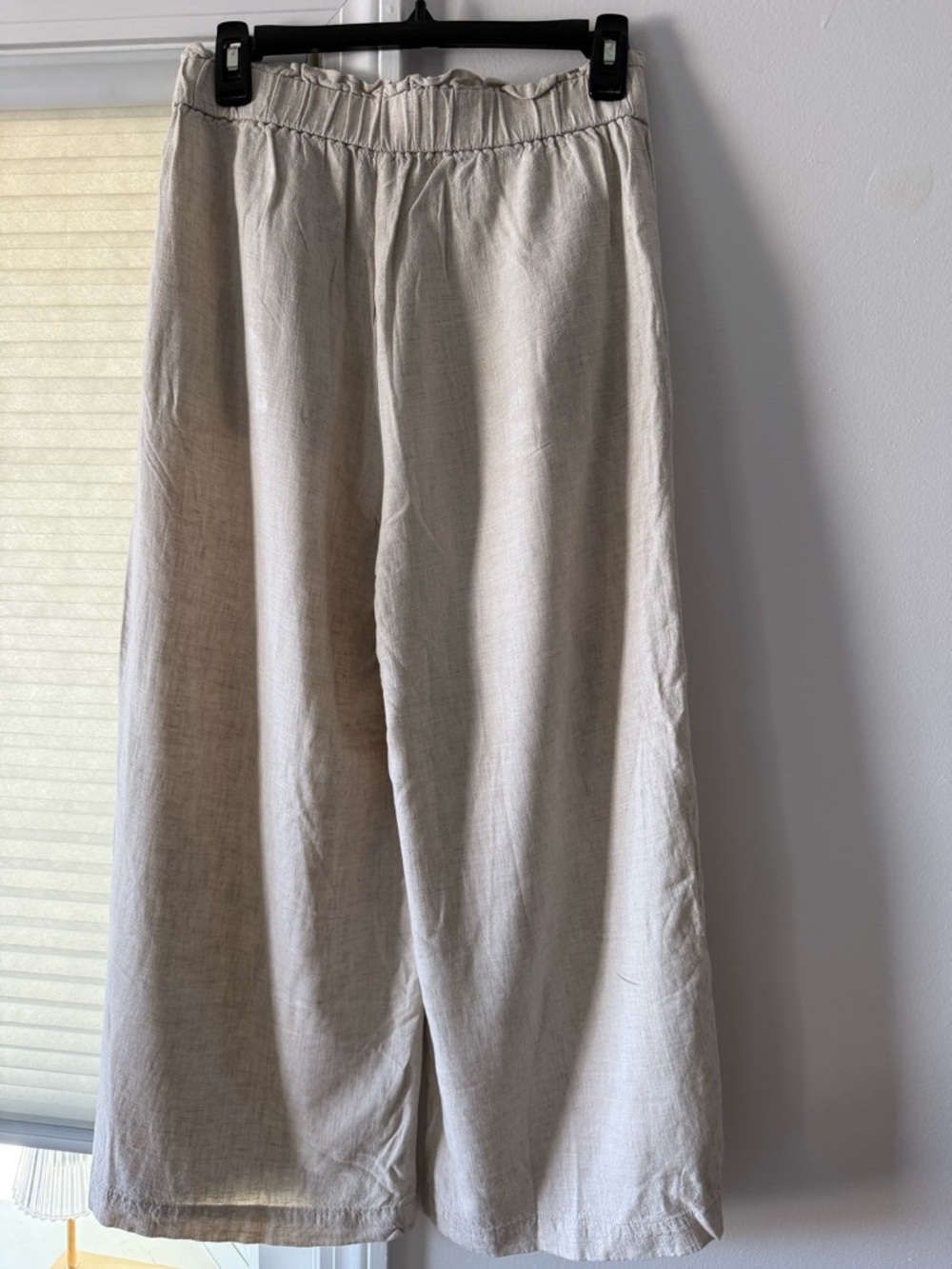LOFT Beige/Oatmeal Elastic-Waist Linen Blend Pants - Picture 3 of 7